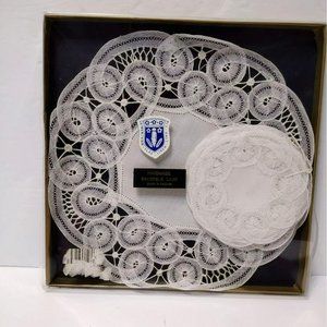 Handmade Brussels Lace Linen Doilies, Cocktail Rounds Coasters, Vintage NIB